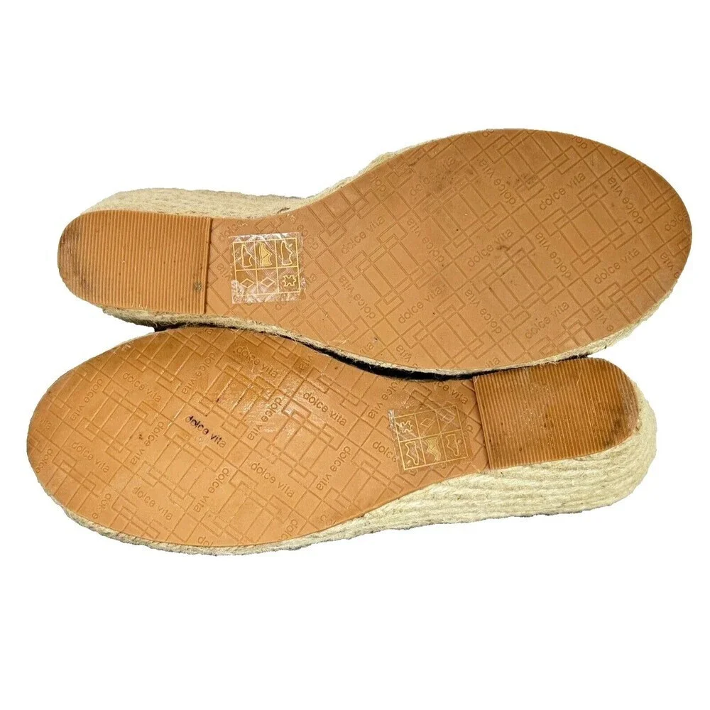 Dolce Vita Sandals Size 9.5 Taupe Espadrille Slingback Wedge Heel Nubuck Leather